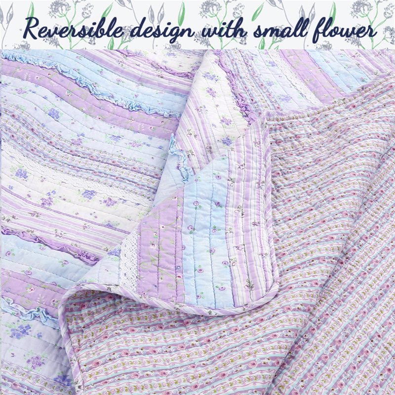 Romantic Chic 2 - Piece Quilt Set, Lavender, King Quilt + 2 King Shams