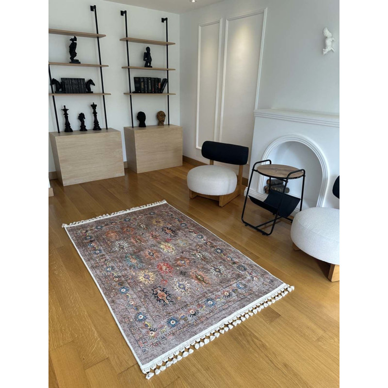 Coton imprimé marine marocain Toscana Tapis chenille antidérapant, Rectangle 5 pi 3 po x 8 pi 2 po