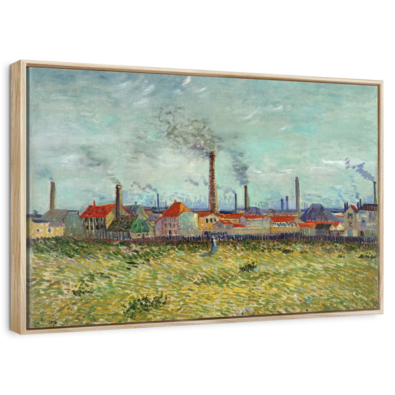 Usines à Clichy, 13 po x 9 po, Cadre flottant en bois naturel