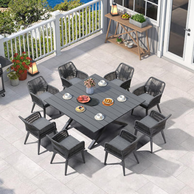 8 - Person Patio Dining Set Square Table with Cushions Included