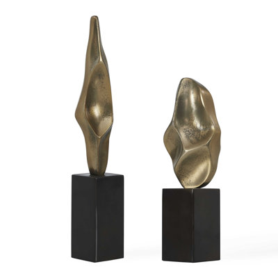 Sculptures dorées Geometry Fluid, lot de 2
