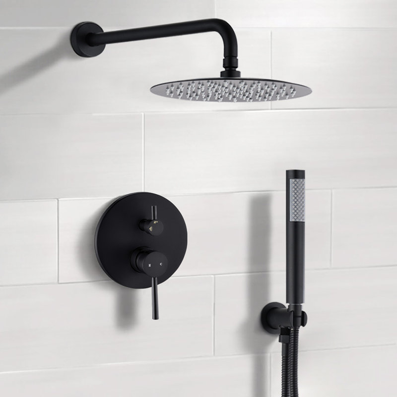Matte Black 10" Shower Head Pair: Rain And Handheld, Brass For A Comfortable Bathroom With, Matte Black