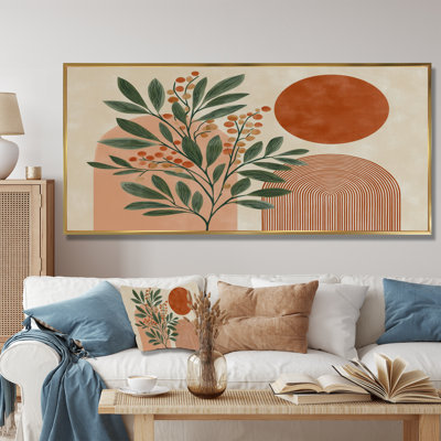 Green And Terracotta Minimalism Sage Plants - Botanicals Wall Art For Living Room, Green Botanical Canvas Print