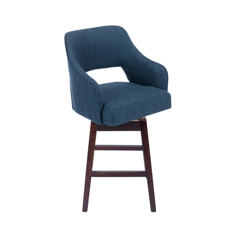 Elser Swivel Counter Stool, Dark Coffee, Blue