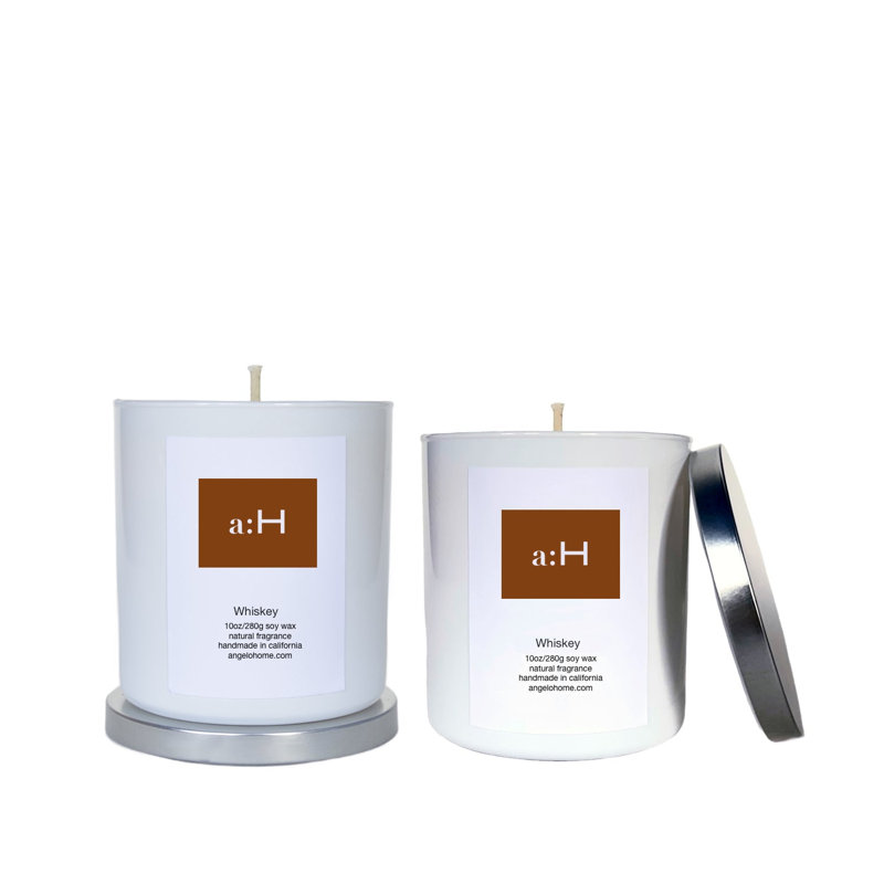 A:H Whiskey Scented Tumbler Candle with Glass Holder, 2