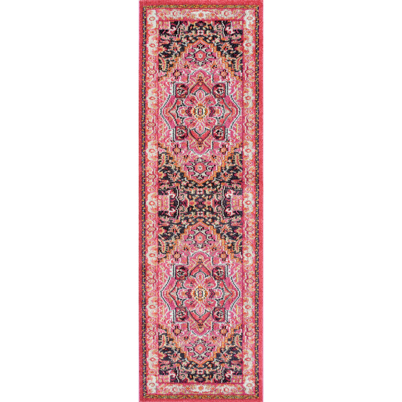 Tapis oriental violet / rose Jynell, Tapis de couloir 2 pi 6 po x 8 pi