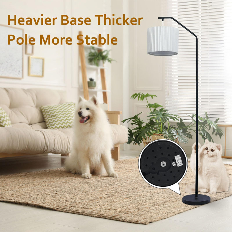 68" Adjustable Floor Lamp With 9W LED Edison Bulb, Pleated Lampshade, Foot Switch & Zipper Control