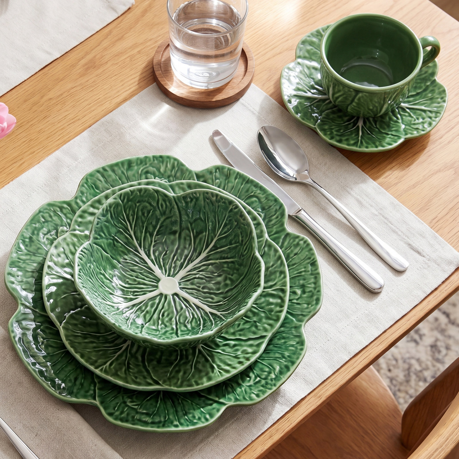 Cabbage Earthenware Scalloped Dinnerware Set