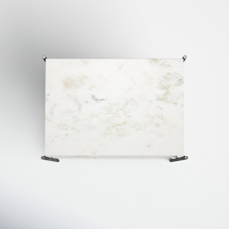 Castino Aurelia End Table with Storage, Hammered Gray/White