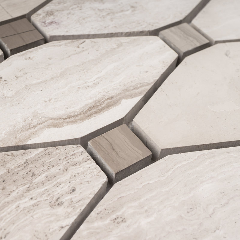 Wooden Beige 11.82 in. x 13.39 in. Hexagon Polished Marble Mosaic Tile
