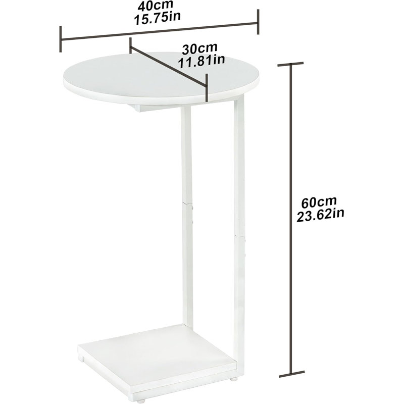 C Table Small End Table Set Of 2,Couch Tables That Slide Under,C Shaped Small Oval Side Table For Living Room,Bedroom,Small Spaces,White