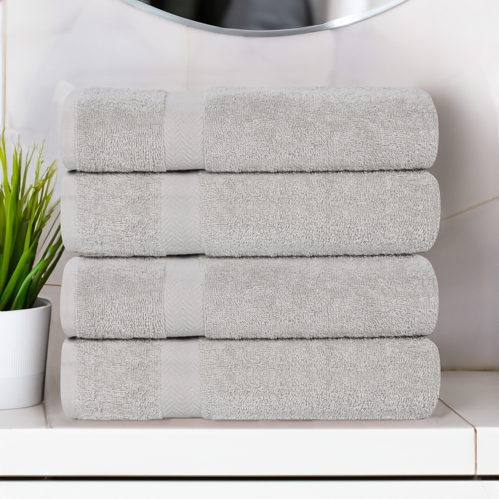 Franklin Cotton Lightweight Quick-Drying Bath Towel, Silver