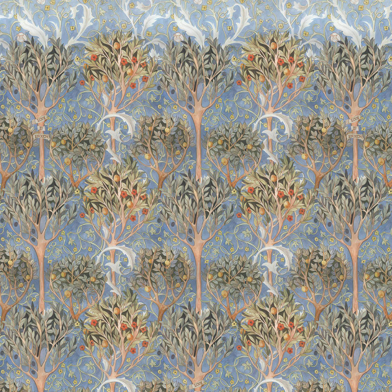 EARTHLY PARADISE Wallpaper - Celestial Blue 9'10" - full height wallpaper