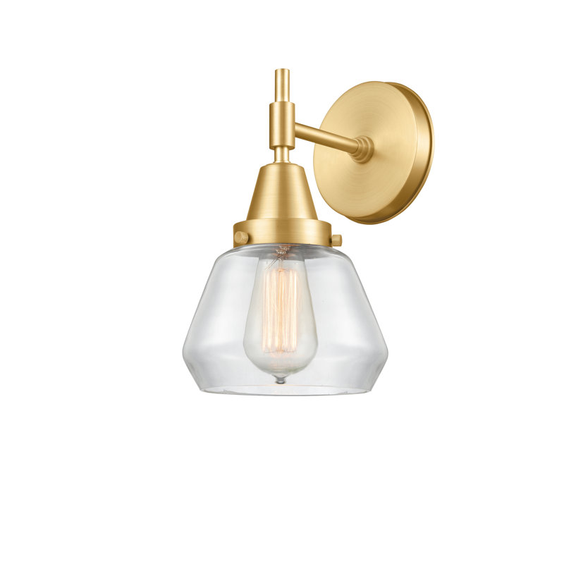 Gayle Armed Sconce, Clear, Incandescent, Satin Gold
