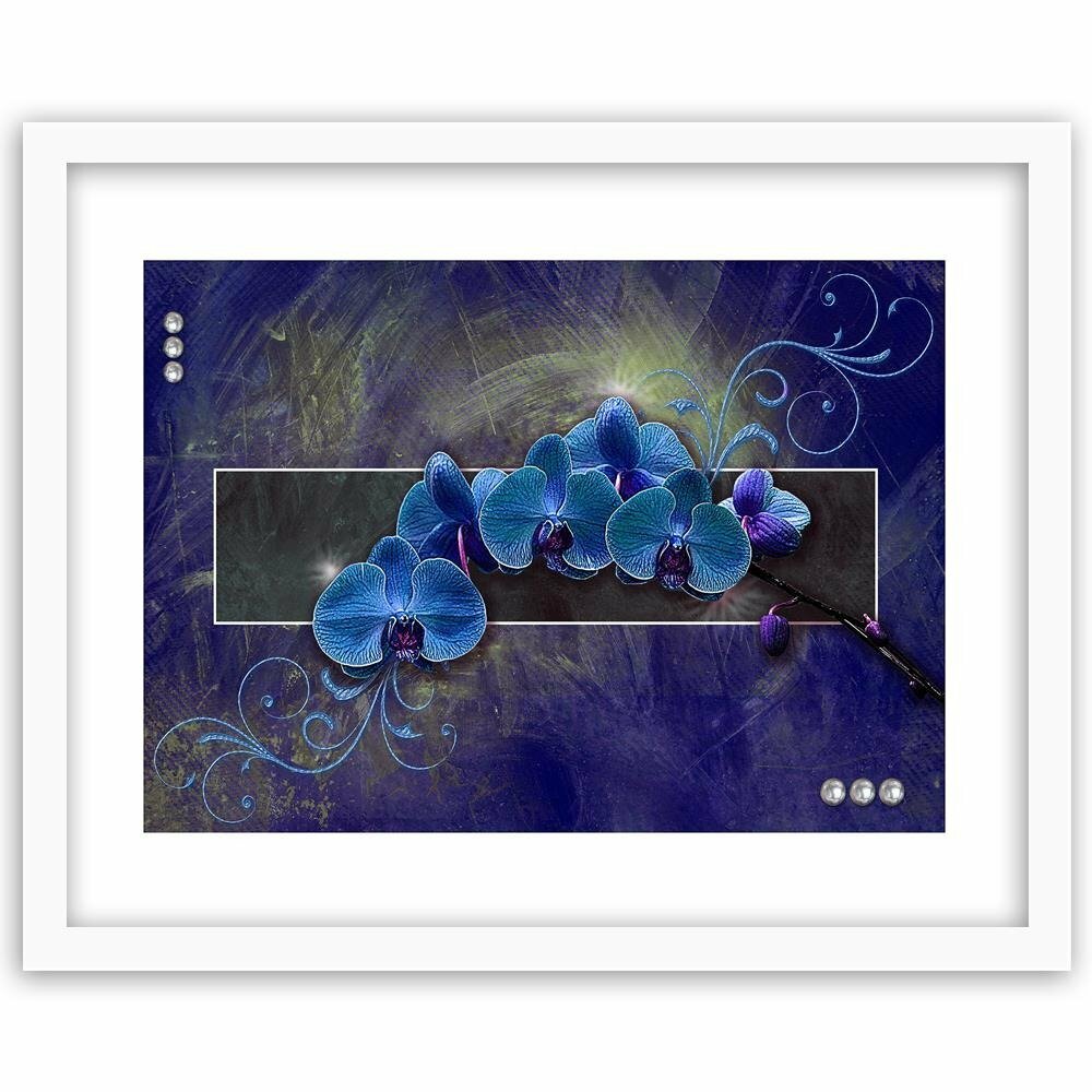 Gerahmter Grafikdruck Blaue Orchidee