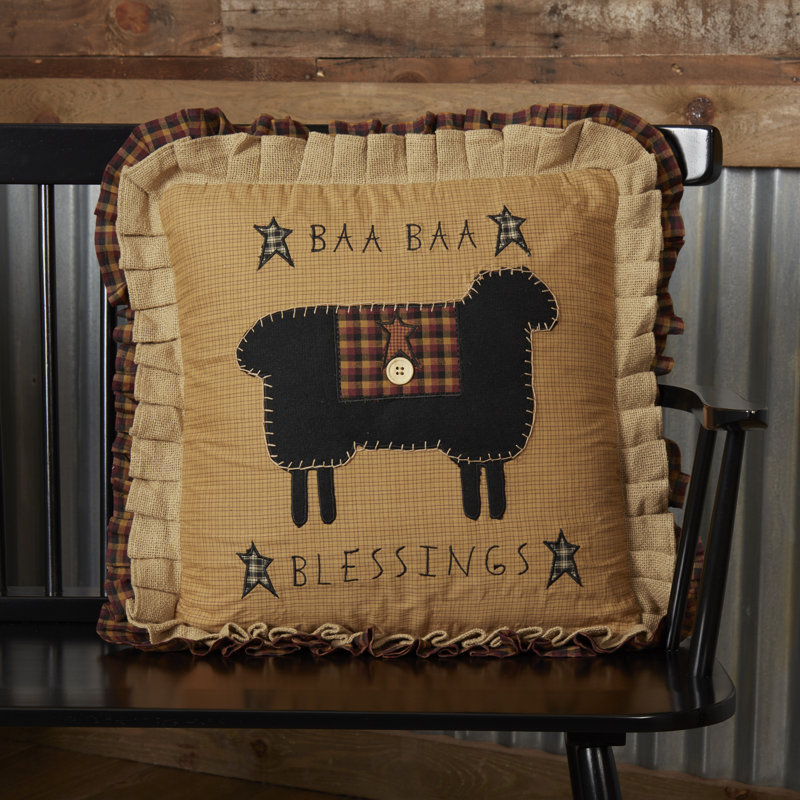 Patriotic Plaid Embroidered Cotton Blend Throw Pillow