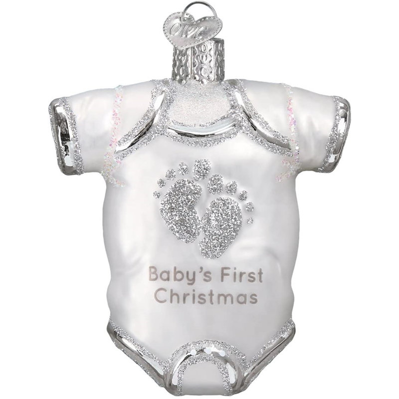 Ornement figurine suspendu baby onesie, Blanc