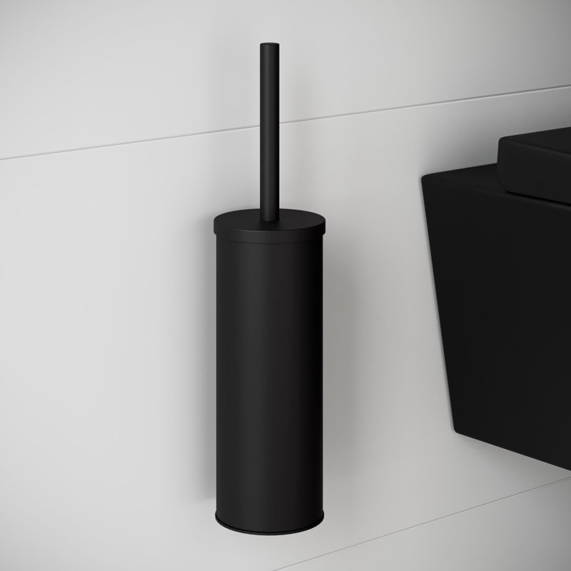 Haleyville Cosmic with Screws Matt Black Wall-Mounted Toilet Brush and Holder