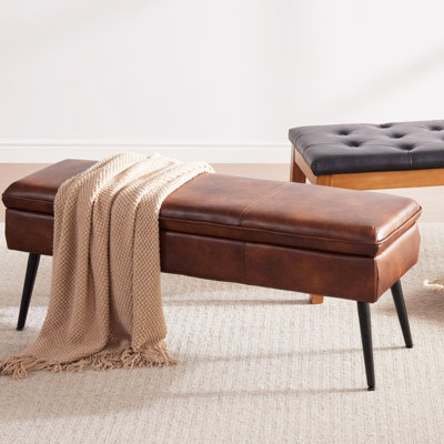 Faux Leather Upholstered Storage Bench Ottoman by George Oliver