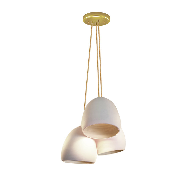 Luminaire suspendu grappe 3 lumières Clay, DEL, H 60 po, Or