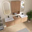 Meuble-lavabo mural double 72 po avec lavabo en résine Vowar, 8 portes à fermeture douce et une armoire latérale