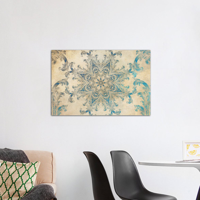 Série mandala : tourbillon bleu ciel, impression sur toile tendue, H 26 po x l 40 po x P 1,5 po