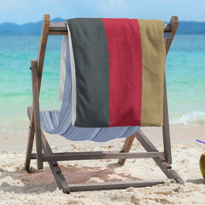 Lightweight Beach Towel, Microfiber, Steel Gray/Red/Gold