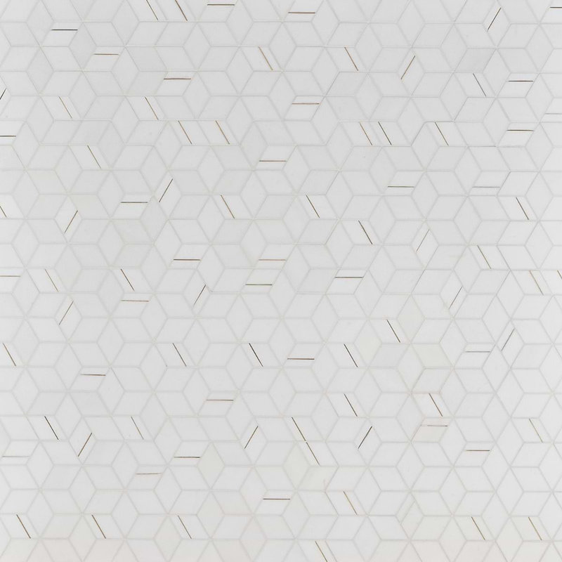 Morgana Polished Marble And Brass Mosaic, Thassos
