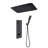 BathSelect Isernia Matte Black Thermostatic LED Musical 20*14" Recessed Ceiling Mount Waterfall Rainfall Shower System with Square Handheld Shower