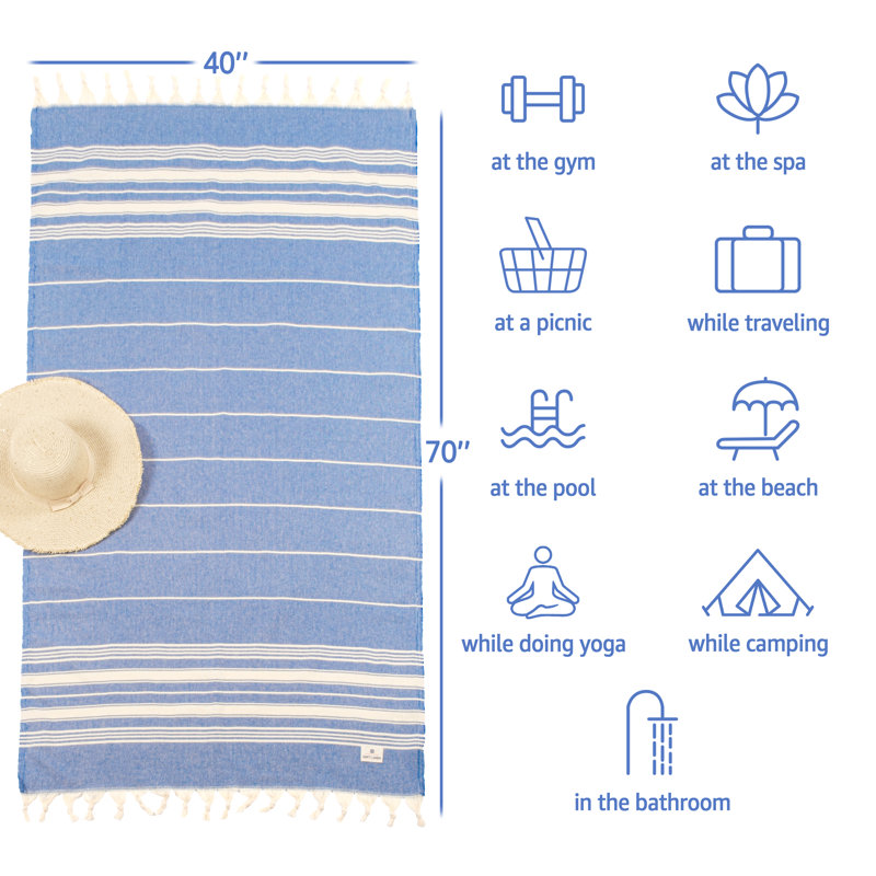  40 serviettes de plage turques Peshtemal, Marine