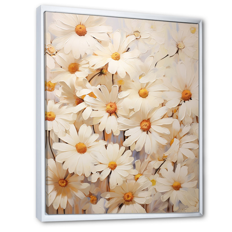 " White Daisy Fields Elegance VI ", White Floater Framed, 32" H x 24" W x 1" D