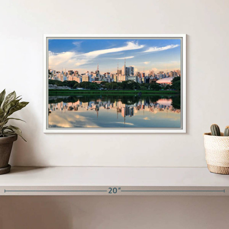 Horizon du parc d'Ibirapuera, Cadre flottant blanc, 13 po x 9 po