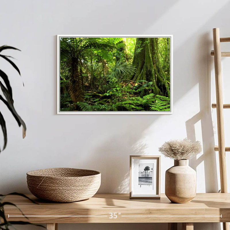 Jungle Ferns Forest, Cadre flottant blanc, 19 po x 13 po