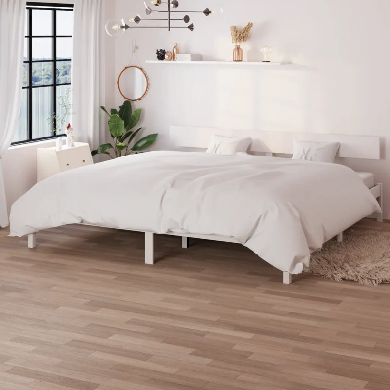 Bed Frame Solid Wood, white, 180 x 200cm