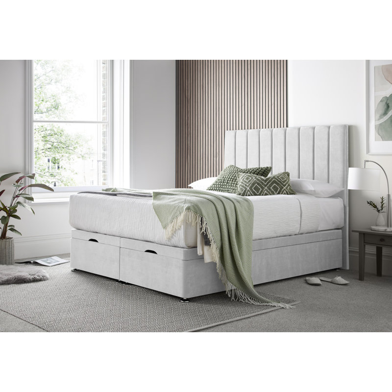 Sara Naple Divan Ottoman with Floor Standing Headboard, Small Double (4'), Silver