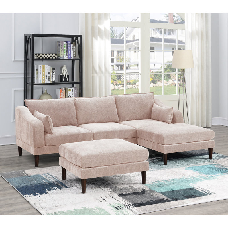 Ensemble modulaire contemporain à un accoudoir modulaire 5 pièces Fauteuil sans accoudoirs Ottomans