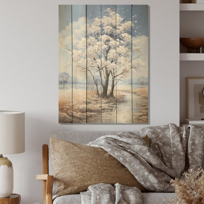 Paysage d'érables blancs - érable sur bois, art sur bois de pin naturel