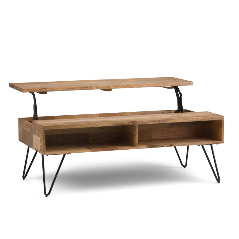 Hunter - Table basse à plateau relevable - Naturel, H 18 po x L 48 po x l 24 po