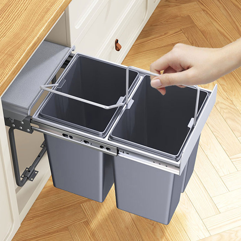 40L Kitchen Double Pull-Out Trash Can Under Cabine