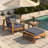 Acacia Wood Outdoor Lounge Set - Chair And Ottoman With Removable Cushions-608758787