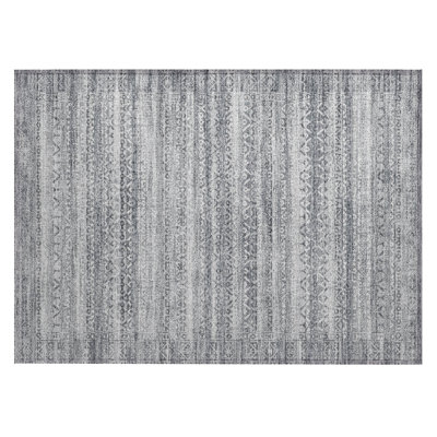 Machine Washable Indoor/Outdoor Xhevrie Gray Rug