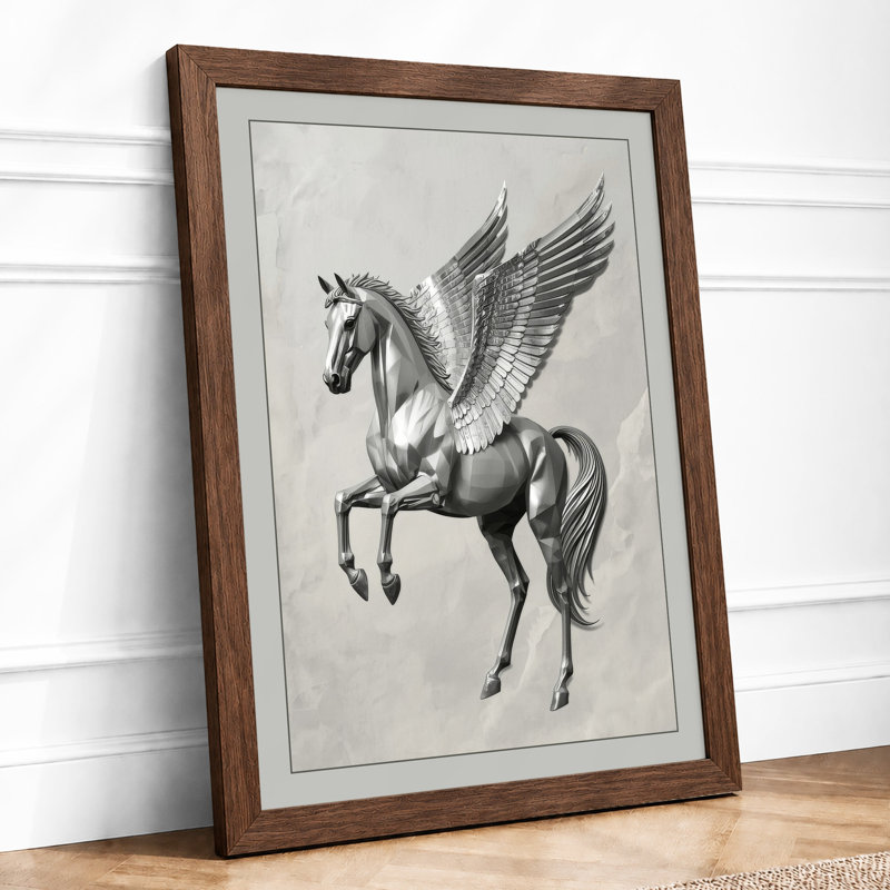 Pegasus Classical - Framed Print, A4 - 29.7 x 21.0 cm, Walnut