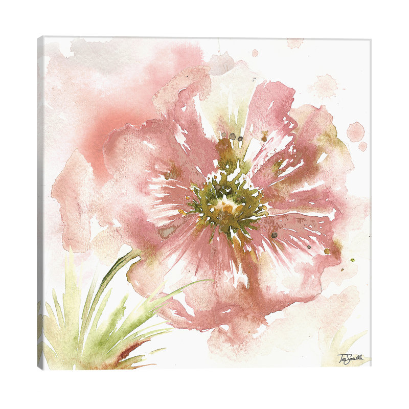Blush Watercolour Poppy I by Tre Sorelle Studios - Wrapped Canvas Painting, 45.72 cm H x 45.72 cm W x 1.91 cm D
