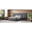 Lit plateforme tapissier avec grande tête de lit, mobilier de chambre à coucher