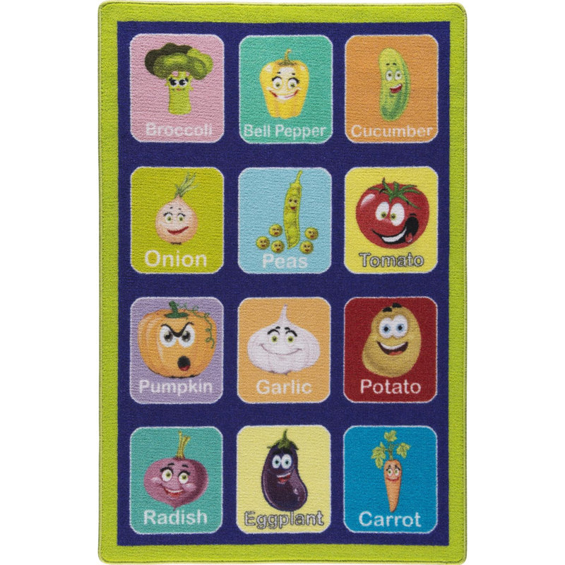 Tapis rectangulaire en polyamide touffeté à la machine Arras jaune / bleu / orange, Rectangle 4 pi 4 po x 6 pi 3 po