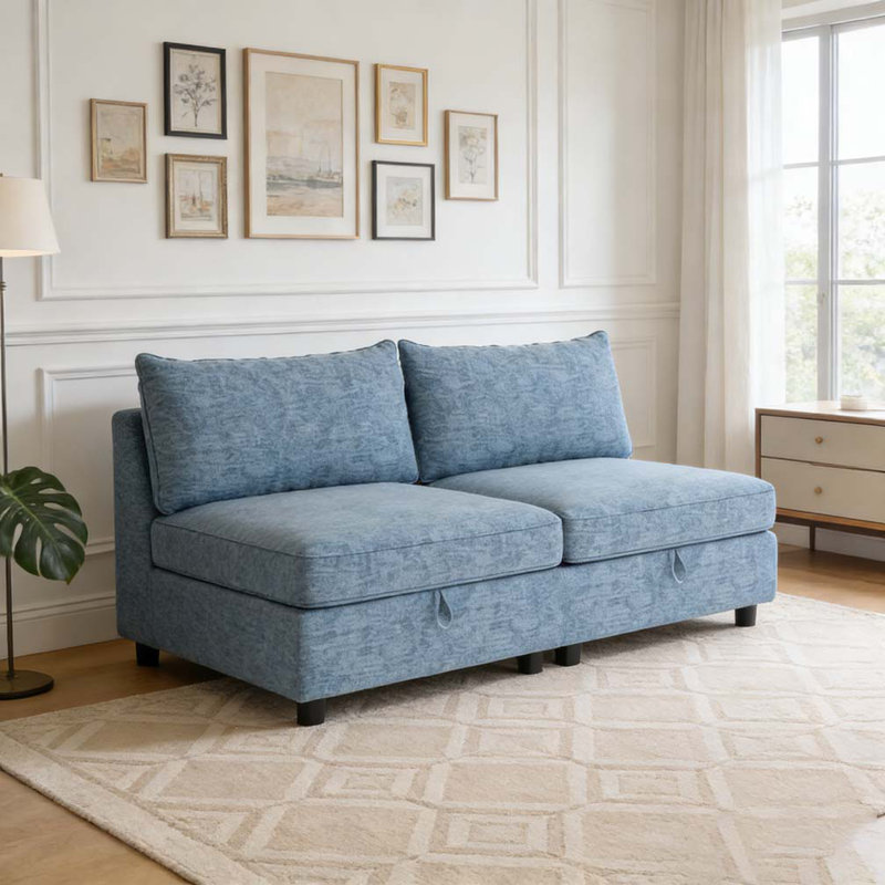 Siège sans accoudoirs pour canapé modulaire modulaire, Bleu antique