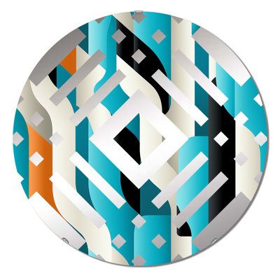 Blue And White Futuristic Lined Mirage - Diamond Decorative Mirror