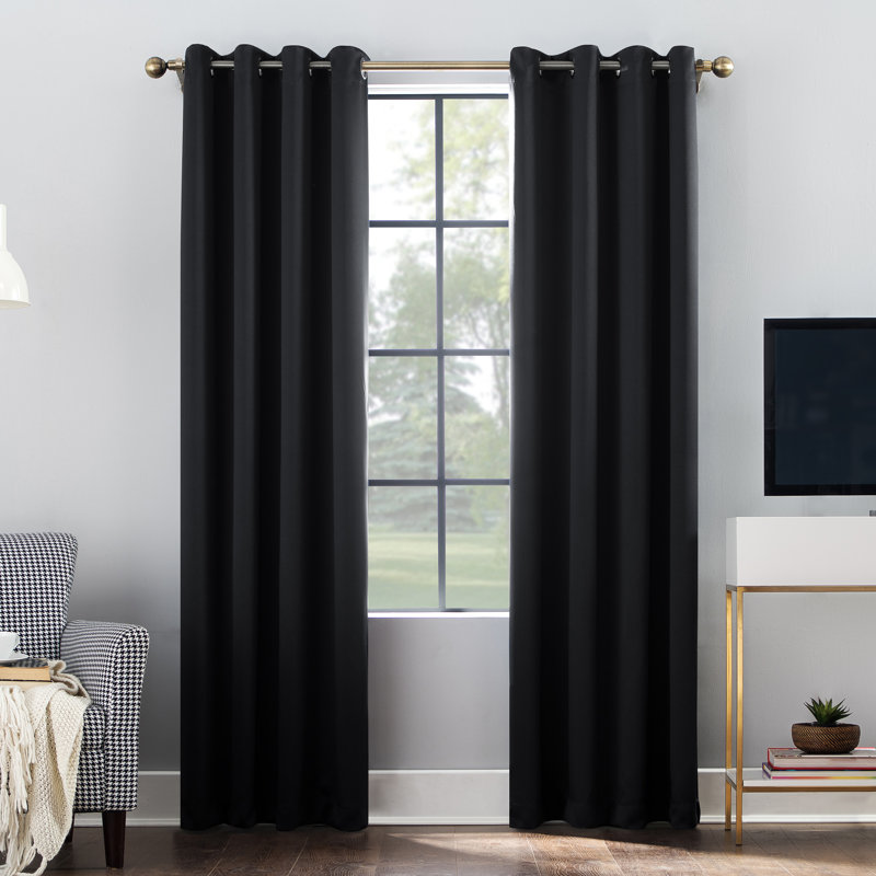 Oslo Theater Grade Extreme 100% Blackout Grommet Curtain Panel, Black, 52" W x 54" L