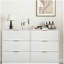 Commode moderne à 6 tiroirs, commode pour chambre à coucher, salon, couloir et entrée - grande armoire de rangement, panneau de tiroir blanc à motifs ondulés-68767729