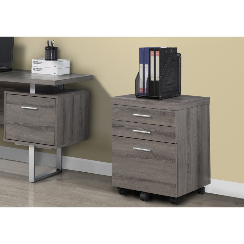 Classeur, mobile à roulettes, tiroirs de rangement, support pour imprimante, bureau, bureau, stratifié brun, contemporain, moderne